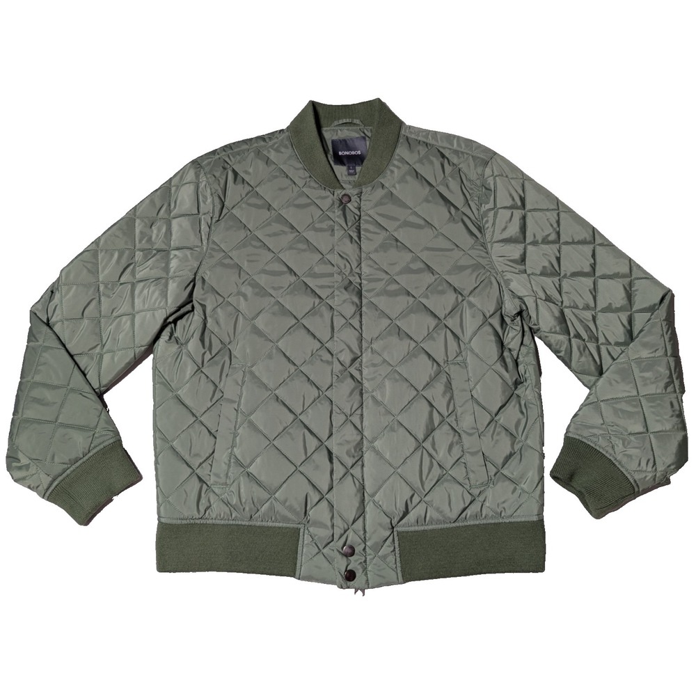 Bonobos Boulevard Quilted Bomber Jacket Green -‎ Men Large